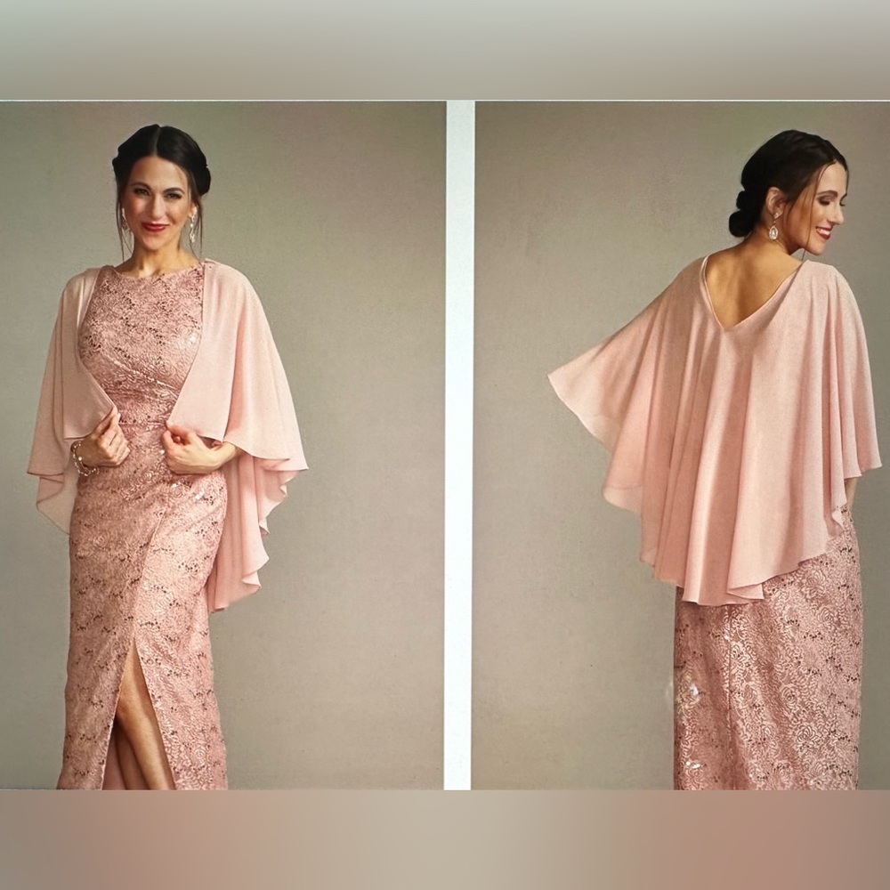 Draped Lace floor-length dress with matching shawl